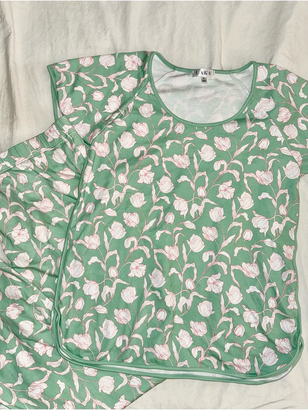 LAKE Green Floral Short Sleeve Pajama Set